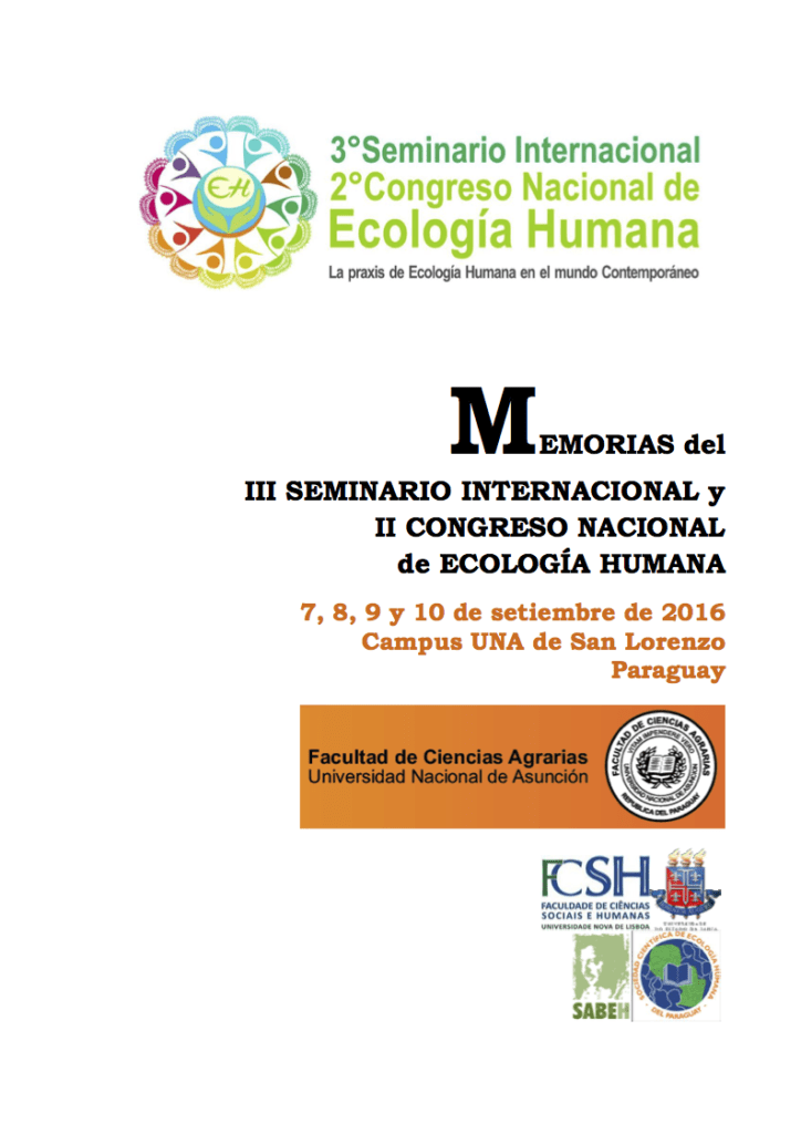 Capa de Livro: Memorias del III Seminario Internacional de Ecología Humana y II Congreso Nacional de Ecología Humana.